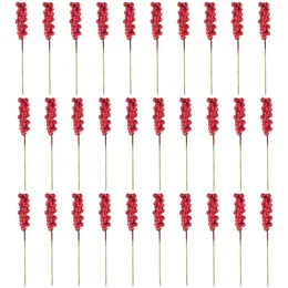 Dekorative Blumen 50 PCs Weihnachtsgeschenke Dekorationen Künstliche niedliche Beeren pflücken falsche Beerenstammpflanzen Baumfichte Girlande