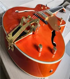 6120 6139 Guita elettrica arancione arancione in fiamme in fiamme Bigs Tremolo Bridge Hollow Body Rosewood Taston