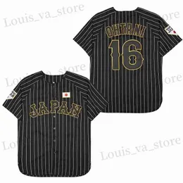 Herren-T-Shirts BG Baseball-Trikot Japan 16 Ohtani Trikots Nähen Stickerei hochqualität billige Sport im Freien schwarze weiße Streifen 2023 World New T240408