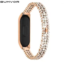 Watch Bands Rose Gold for Mi Band 4 Accessori intelligenti Sostituzione Diamonds Braccialetta in acciaio inossidabile18670795