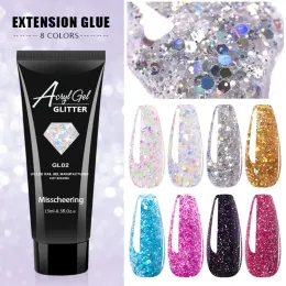 Gel 8 st -förlängningar uv gel naglar uv diamantrosa sliver paljetter gel för finger nagelbyggande glitterförlängningar nagelgel polska