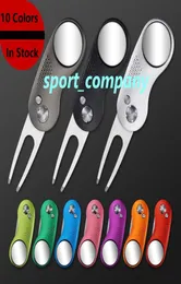 Foldable Golf Divot Tool with Metal Aluminum Handle 10 Colors Golf Ball Tool Pitch Groove Cleaner GolfTraining Aids Golf Acce6019300