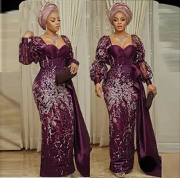 2021 Dubai Africano Aso Ebi Vestidos de noite com apliques de renda de lantejoulas Mermaid Prom Dress Plus Size Women Mullim Muslim Party Gowns3236136