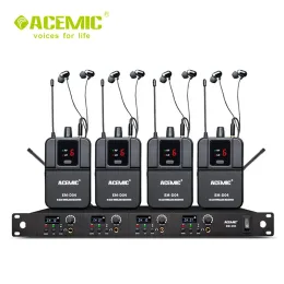 Mikrofoner Acemic EMD04 Fyra kanal trådlöst i öronmonitor System Stage Monitor Bodypack Microphone For Stage Performance Teaching