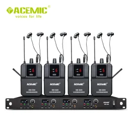 마이크 acemic eMD04 4 채널 무선 이어 모니터 시스템 단계 스테이지 모니터 바디 팩 마이크를위한 성능 교육을위한 마이크