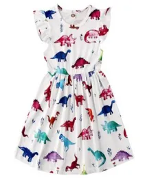 2020 Бэби Летняя одежда для малышей детские девочки платья красочные платья динозавра