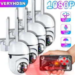 Telecamere 1080p 4pcs fotocamera esterna CCTV IP WiFi Surveillance Camera protezione impermeabile Protezione di sicurezza wireless Home Monitor Alarmanti 360 °