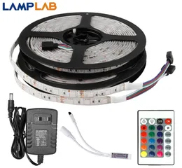 Strip LED DC 12V Nastro a nastro di diodo flessibile RGB SMD 2835 5050 44Key Remote 5m 10m 15m Set completo Impossibile 9692557