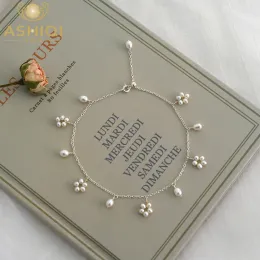 Tools Ashiiqi Natural Freshwater Pearl Anklet Genuine Sterling Sier Handmade Jewelry Wedding Jewelry Lady