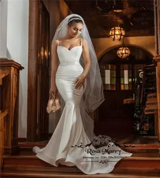 Sexy Plus Times Simple Sermaid Wedding Dresses 2020 a buon mercato in raso lungo Country Beach Satin Satin Robe De Mariee Trumpet Bridal Gowns9523636