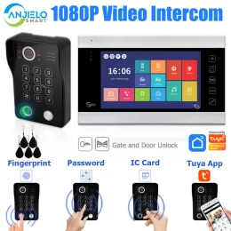 Türklingel 2MP Tuya Smart Doorphone Video Intercom von Private House 7 "Monitor 1080p Kamera -Türklingel mit Fingerabdruck 5 IN1 Unlock