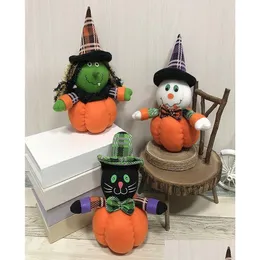 Outras festa festivas fornecem decoração de halloween bonecas de abóbora P brinquedos de bruxa gato preto boneco de neve festival de férias decoração de suporte jk dhugb