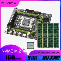 Karty Qiyida X79 Zestaw płyty głównej x79chip Xeon E5 2689 4x4GB = 16GB 1333 MHz 10600R DDR3