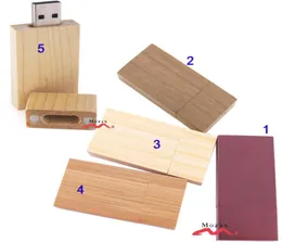 Wood USB Drive 10pcs 1GB 2GB 4GB 8GB 16GB الذاكرة الخشبية فلاش فلاش العصي 20 بدلة تخزين حقيقية لتخصيص شعار 5 ألوان OP5888941