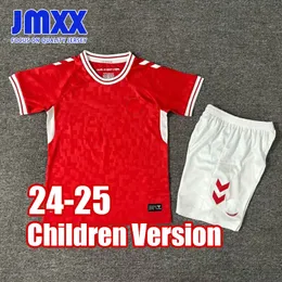 JMXX 24-25 Dinamarca Jerseys Kit Uniformes Kid Diformes Jersey Futebol Camisa 2024 2025 Top e Shorts Versão infantil