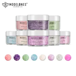 Dekorationen Modelones 8pcs/Set Acrylpulver Nagel Dippulver Set Pigment Staub Nagel für Nagelverlängerungsschnitzendägelpulver