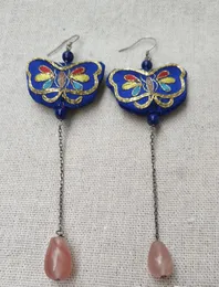 Orecchini a pennaglie 1pcs/lotto filo oro ricamato colore a farfalla abbellita lunga pattern agata rossa lapis lapis lazuli vintage