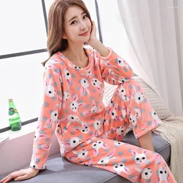 Домашняя одежда зимняя фланелевая женщина, пижама, наборы для сна, брюки Flano Sleepwear теплое каросет ночная рубашка