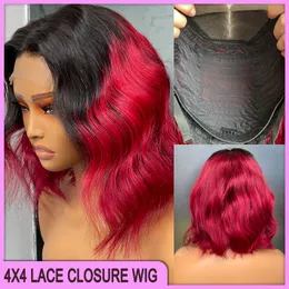 On Sale Malaysian Peruvian Brazilian 1b99J Body Wave 4x4 Brown Lace Closure Wig 100% Raw Virgin Remy Human Hair