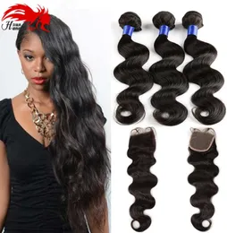 7A Brazilian Virgin Hair With Closure 4 Bundles Body Wave With Closure Soft And Cheap Brazillian Body Wave Hair With Closure9698831720058