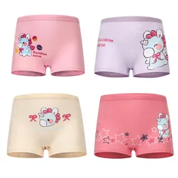 4 Pieceslot Design Childrens Girls Panties Cotton Soft Pretty Cartoon Unicorn Child Underwear For Girls Boxer Boxer andningsbara 240409