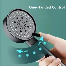 5 lägen duschhuvud justerbart högtryck vattenbesparande duschhuvud vatten massage duschhuvud krok slang badrumstillbehör