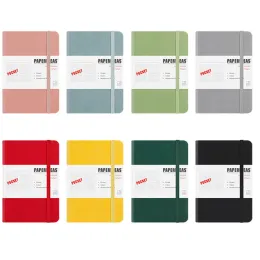 Notebooks A6 Pocket Notebook Campa dura de couro governada/pontilhada/em branco Planejador de diário 100gsm Papel à prova de tinta grossa 188 páginas numeradas presentes