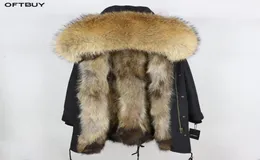 OfTBUY 2020 REAL FUR PAP Vinterjacka Kvinnor Long Parka vattentät Big Natural Raccoon päls krage huva tjock varm räv päls li4921961