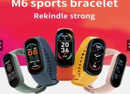 M6 Smart Bracelet Watch Men Fitness Wrist Women Sports Tracker SmartWatch Play Music Band para Adriod iOS3097583