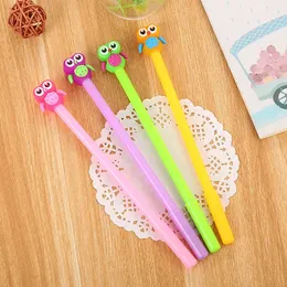 24 PCS Cartoon Jelly Color Silicone Head Gel Pen Sweet Learning Stationery Owl Creative Signature Pen Manufacturers 240401