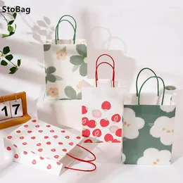 Present Wrap Stobag Gripper Bag Kraft Paper Packaging Påsar Inslagsblommor Candy Snack Birthday Kids Party Wedding Decoration Suppily