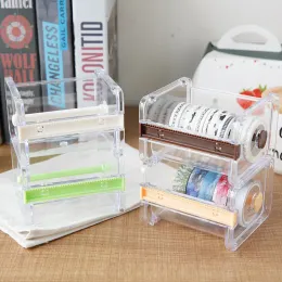 1PCS Creative Tape Cutter Zestaw narzędzie taśmowego Transparent Tape Holder Tape Dispenser School Supplies Office Practionery