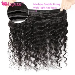 Aopusi Loose Deep Wave Bundles Human Hair Weave Brasilianskt mänskligt hår 1/3/4 PCS Löst djup våg dubbel inslag remy hårförlängningar