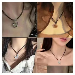 Chains Girls Necklace Safe Lock Female Ins Students All Match High Appearance Level Simple Boudoir Honeymoon Bright Butterfly Drop Del Otss9