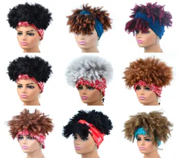 Afro Kinky kıvırcık sentetik kafa bandı peruk simülasyonu insan saçı perruques de cheveux husains head bang mrheadband0017486061