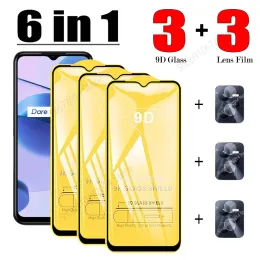 6 i 1 för Realme C53 C31 C35 C30 C33 9D Tempererat glas för Realme C55 C25S C12 C15 C17 C11 C25Y C21Y C30S Lens Screen Protector