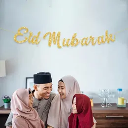 Decorazione per feste Gold glitter eid Mubarak banner Middle East Moon Festival Supplies