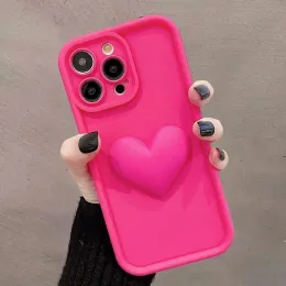 3D Candy Cute Love Heart Coffee Phone Fall för iPhone 15 Pro Max 11 12 13 14Pro Max Silicone Bumper Camera Protective Back Cover