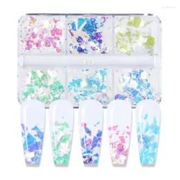 Nail Glitter Flakes paljett glittrande silver oregelbundet glas papper hjärtas paljetter gel polska manikyr konstdekorationer