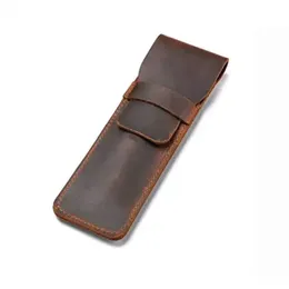 Leather Pen Holder Brown Fountain Pen Pouch Pencil Holder Handmade Ballpoint Pen Protective Sleeve Cover