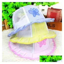 Шляпы шапок детский хлопок новорожденный летний малыш sunbonnet sunhat butterfly доставка ребенок, детские аксессуары для беременных dhxrg