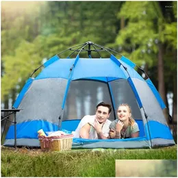 Tents And Shelters Instant Up Tent Waterproof Two Layer Matic Dome Outdoor Hiking Traveling Backpacking For Over 8 People Drop Deliver Dh3Me
