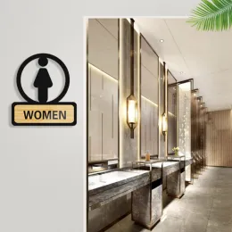 Dörr klistermärke män kvinnor toalett toalettskylt dörrplatta tips guide kreativ skylt akryl plack vägg klistermärke wc skyltar