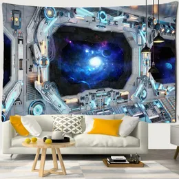 Tapissries 3D Space Stor vägg hängande tapestry Celestial Tapiz Planet Galaxy Hippie Room Decoration