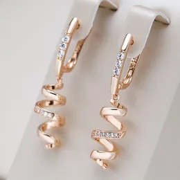 Dangle Earrings Kinel 585 Rose Gold Drop For Women Natural Zircon Bridal Wedding Geometry Rotate Fashion Daily Jewelry