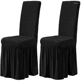 椅子は2PCSダイニングユニバーサルストレッチルームを備えたスカートの取り外し可能なパーソンズスリップカバーとキッチ