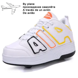 Sneakers EUR 3142 BAMBINI Junior Roller Skate Scarpe per bambini Sneakers rosa con due scarpe da ragazzo per ragazzi per ragazzi 2021 Scarpe per ragazzi casual per ragazzi