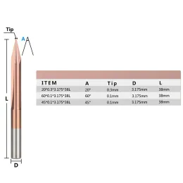 XCAN V Shape End Mill 3.175/6mm Shank Milling Cutter 45/60 Degrees 2 Flute Engraving Bit Router Bit CNC Carving Bit