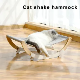 Bekväm solig katt hängmatta avtagbar säng solstol fast trärättbar stark träram säng små hundar soffa mat husdjur katt säng för