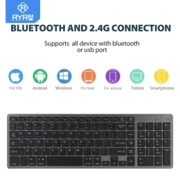 Клавиатуры Ryra UltraSlim 2.4g Беспроводная игровая клавиатура Mute 104 клавиша Bluetooth клавиатура DualMode для iPad MacBook Android Windows Ноутбуки